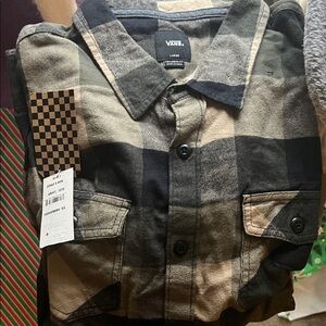 Vans Black and Tan Checkered Shirt